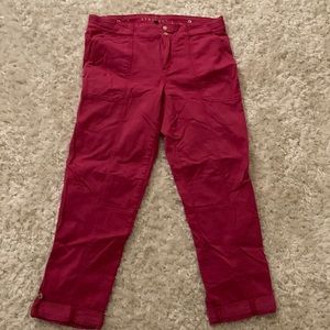 White House Black Market Raspberry Cropped Utility Jeans